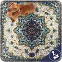 PUPIBOO Washable Pee Pads for Dogs and Cats - Super Absorbent Reusable Puppy Training Pads - 100% Waterproof, Leak-Proof & Non-Slip Whelping Pads for Pet Housebreaking (22 x 22 Inch (Pack of 2), Green Medallion)