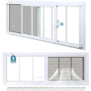 Melkus Shed Windows 10"x18"2 Pack, Upgraded Sliding Transom Window with Tempered Glass and Screen for Shed, Chicken Coop, Barn, Greenhouse, Garage, Playhouse, Storage Room, White, 10"x18"/2pcs