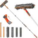 Eazer Squeegee Window Cleaner Tool 2 in 1 Rotatable Window Cleaning Squeegee Kit with Extension Pole, 62'' Window Washing Kit, Bendable Head for Home Car Glass - 4 Pads