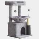 Cat Tree for Indoor Cats, 32 Inch Tall Cat Tower with Hammock, 2 Condos, Plush Perch & Sisal Scratching Posts, Multi-Level Kitten Activity Center for Small Medium Cats, Grey