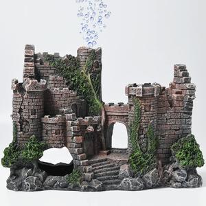 Aquarium Decorations- Castle Fish Tank Bubbler Decorations for Aquatic Pets to Breed Play and Rest Fish Decorations for Tank