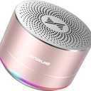 LENRUE A2 Portable Wireless Bluetooth Speaker with Lights and Lanyard,5W Mini Small Metal Speakers Bluetooth 5.0/Aux-in for iPhone Android Home Outdoor, Gifts for Women/Girls (Rose Gold)