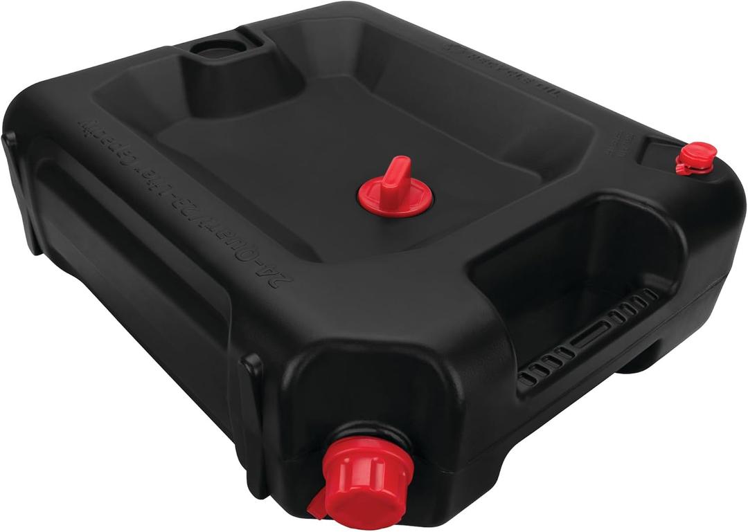 Performance Tool W4078 24-Quart Oil Drain Container, Deep Drain Well, Integrated Handle, Sealing Rubber Gaskets, Black