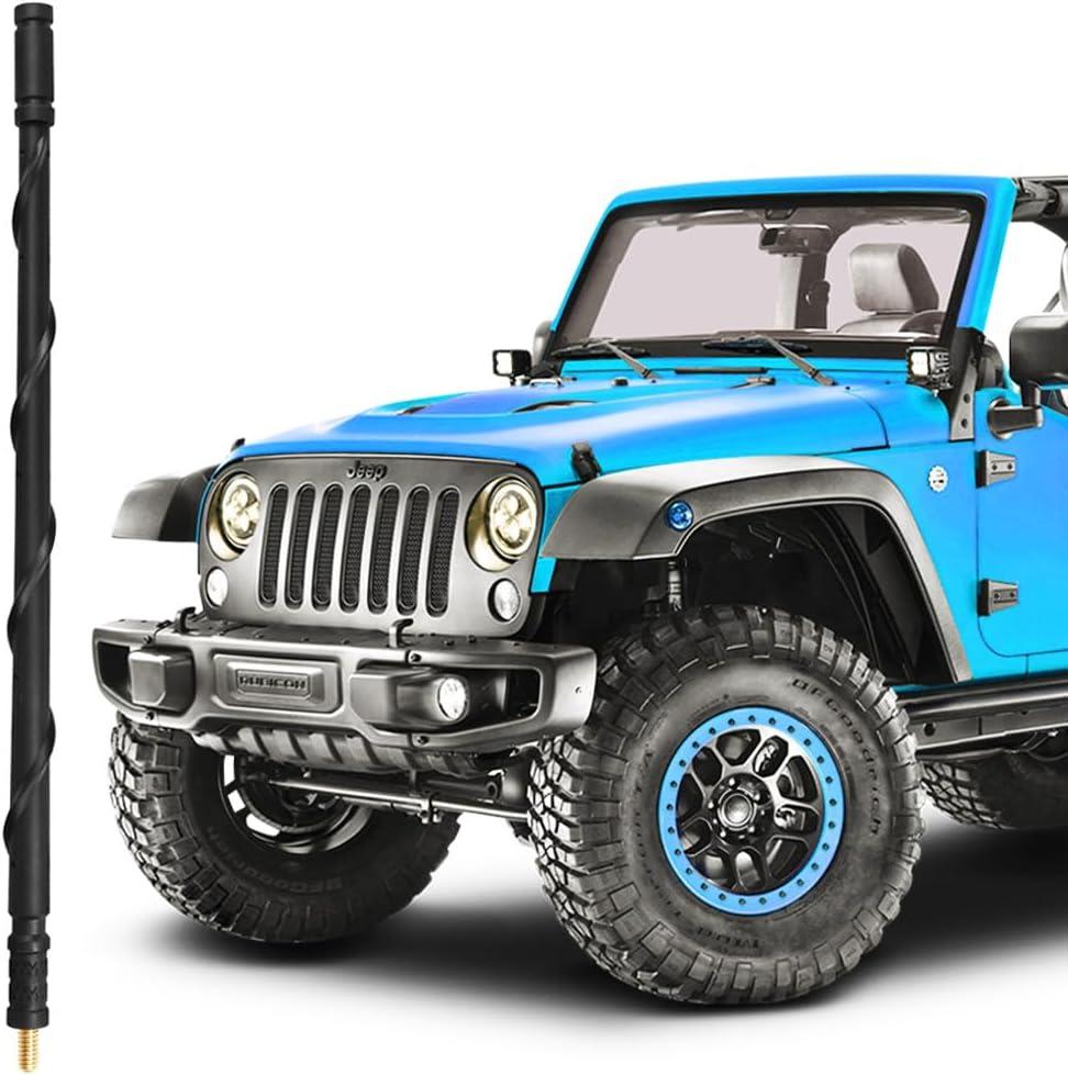 BASIKER Antenna for Jeep Wrangler Gladiator JK JT JL Rubicon Sahara 2007-2023 2024 2025 2026 | 13 Inch Car Replacement Antenna | Wrangler Jeep Accessories for AM FM Radio Reception (Black - Compatible with Jeep Wrangler)