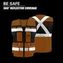 ZUJA Safety Vest High Visibility - ANSI/ISEA Standards Pockets and Mesh Lining Reflective Vest for Men & Women (Orange, S)