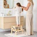 Toddler Step Stool, Foldable Step Stool for Kids, Convert to Chair, Toddler Stool for Bathroom Sink & Potty Training, Wooden Step Stools w Non Slip Base for Kitchen, Bedroom