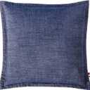 ELEGANT LIFE HOME 100% Cotton Washed Yarn Dyed Denim Euro Sham Cover 26'' x 26'' Throw Pillow Cover (1 pc, Dark Blue)