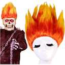 Flame Costume Wig Pre-Styled Fire Wig Spiky Halloween Cosplay Party Unisex Fun Hair (Flame)