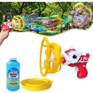 Bubble Machine Gun for Kids Toddlers Bubble Gun with Bubble in Giant Bubble Design Bubble Blower Indoor Outdoor Toys Wedding Party Birthday Gifts for Boys Girls Age 3+ (Red)