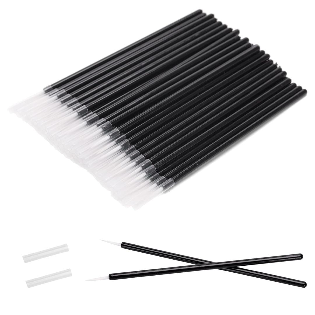 G2PLUS 100pcs Eyeliner Brush, Disposable Pointed Makeup Applicators, Black Eyelash Serum Brushes & Eyeshadow Applicators for Professional Makeup, Precise Eye Makeup, Beauty Salon Tools