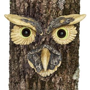 Bits and Pieces - 'Owl Face' Tree Hugger - Yard Decoration - Whimsical Tree Sculpture Outdoor Tree Face - Garden Decoration - Garden Peeker Yard Art