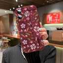 MOWIME Compatible with iPhone 17 Case with Finger Strap, Flower Butterfly Shockproof Soft TPU Protective Cover for Women Girls, Slim Anti Scratch Case for iPhone 17 6.3 Inch, Wine Red