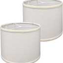 Drum Lamp Shades Set of 2,Hand Crafted Lampshades, Linen Fabric Lampshades for Table &Floor Lamps, 13" Top x 13" x 10" (Spider Fitter),Easy Assembly Required,13 Inches (White)