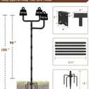 Garbuildman Upgraded Smart Bird Feeder Pole for 3 Birdhouses with Reinforced 5-Prong Base, Adjustable Birdhouse Pole for Outdoors, 3-in-1 Bird Feeder Stand Mounting Kit for Wild Birds Watching, Black