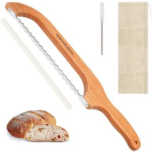 HUNTER.DUAL Bread Knife for Homemade Bread, 16" Sourdough Bread Slicer, Bow Saw Cutter with Double-sided Blades for Easy Cutting, Orange