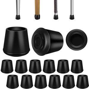 VOCOMO 1" Round Rubber Chair Leg Tips Caps, Chair Leg Floor Protectors Furniture Legs Caps Non Slip Reduce Noise for Hardwood Floors (Black, 12 Pack)