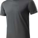 Men's T-Shirts Soft Lightweight Short Sleeve Tee, Crew Neck Moisture Wicking Shirt for Casual Running Workout Swim (Dark Grey) XXL