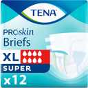 Tena Proskin Incontinence Super Briefs, Adult Diapers, Super Absorbency, Bladder Leaks Control, Extra Large, 12 ct