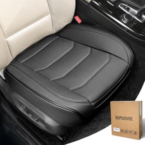 BOPUOVRE Car Seat Cover for Luxury & Comfort  PU Leather, AntiSlip, Full Wrap Protection with Storage Pocket for Bottom Cushion  Universal Fit for 95% of Vehicles (Black,2 Piece)