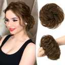RUWISS Messy Bun Hair Piece Human Hair Messy Rose Bun Hair Buns Hair Piece for Women Real Hair Scrunchies Updo Hair Pieces Bun Extension Ponytail Messy Hair Bun (Medium Reddish Brown)