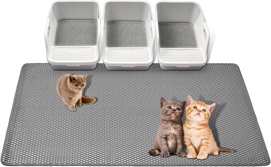 GRELY Cat Litter Mats- Extra Large XXL 47''X 36'',2 Layer Litter Box Mat for Indoor Cats, Rug for Pet Kitty, Litter Trapping Mats, Waterproof Urine Proof, Non-Slip