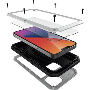 Marrkey for iPhone 14 Case, 360 Full Body Protective Cover Heavy Duty Shockproof Tough Armour Aluminum Metal Case with Silicone Built-in Screen Protector for Apple iPhone 14 6.1 Inch - Silver