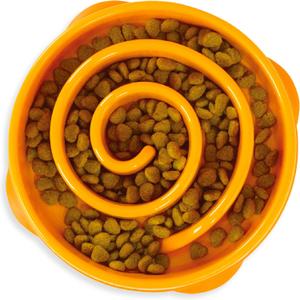 Outward Hound Fun Feeder Slow Bowl in Orange Plastic for Dogs (Medium)