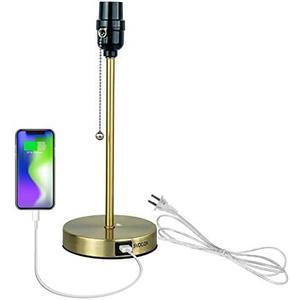 STGLIGHTING DIY Table Lamp Lampholder with USB Port USB Bedside Lamp, Suitable for Nightstand Lamp or Bedside Lamp Grace Modern Desk Lamp with Pull Chain Portable for Yoga Room Show Window