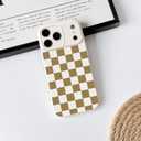 NITITOP Compatible for iPhone 17 Pro Max Case Cute Checkered - Brown | Aesthetic Checkerboard Design, for Girls Women Men, Girly, Soft TPU, Full Camera Lens, Protective, Shockproof Phone Cover