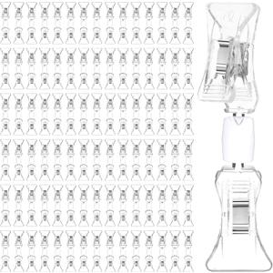 100 Pieces Double Sided Sign Clip, Clear Retail Merchandising Signs Display Tags, Plastic Sign Holder Rotatable Pop Clip-on Promotion Clips Stand for Label, Basket, Business Cards
