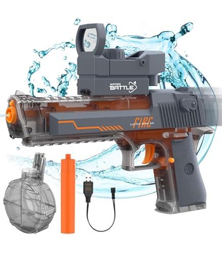 Electric Water Gun, Automatic Squirt Guns Up to 26 FT Range with Large Capacity, 500CC Water Blasters for Kids Adults Water Gun for Summer Pool Parties Beach Games(Grey)