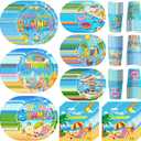 Hello Summer Party Decorations Beach Birthday Party Decorations Summer Plates, Napkins,Cups, Pool Birthday Baby Shower for Beach Party Supplies Serve 30