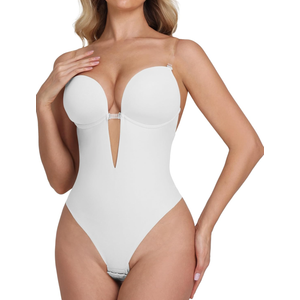 SHAPSHE Backless Shapewear for Women Strapless Deep V Bodysuit Low Back Body Shaper, L