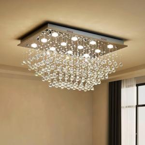 Saint Mossi 12-Lights Modern Chandelier K9 Crystal Chandelier Light Fixture by Raindrop Chandelier Design,Modern Flush Mount Ceiling Light Fixtures,H16 x W22 x L31