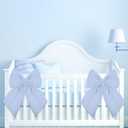 Riceshoot 2 Pcs Large Crib Bows 11 x 16 inch Coquette Bow Decorations for Nursery Crib Canopy Bed Large Bow Room Nursery Decor Infant Bassinet Bedroom Decor for Gender Reveal Gifts (Blue)