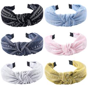 Ivyu Hairband, 6 Pcs Headbands for Women - Light Color, Fashion Cotton-flax Fabric, Knotted Wide Band, Accessories Cute Boho Beauty, For Workout GYM Yoga Running (1 Count (Pack of 6))