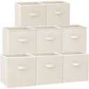 Criusia Storage Cubes - 11 Inch Heavy Duty Fabric Storage Bins for Shelves Closet Cube Organizer - 8 Pack Collapsible Cube Storage Bins Baskets for Clothes Blankets Toys - Nursery Organization (Beige)