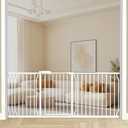  Heavy Duty Baby & Dog Safety Gate - Extra Wide 76.4-81.1 Inch, White Metal, Tension Mounted No Drilling Pet Gate for Stairs & Doorways, 30 Inch Tall: Baby