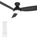 Consciot Ceiling Fan With Light, 44 Inch Low Profile Ceiling Fan with remote control, 6-speed choice, Reversible DC motor, 3CCT, Dimmable, Whisper, Easy Install, For Indoor and Covered Outdoor (black)