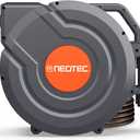 150FT Retractable Garden Hose Reel 1/2 Inch with 9-Pattern Spray Nozzle - Automatic Slow Return & Any Length Lock, Wall Mounted Heavy Duty Hose Reels for Outside, 180° Swivel UV Resistant