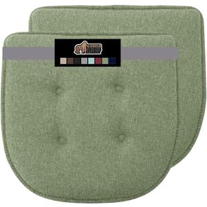GORILLA GRIP Slip Resistant Tufted Chair Cushions, No Ties Required, Memory Foam Pads for Dining Room Kitchen Table, Office, Rocking Chairs, Plush Seat Cushion Pad, Home Decor, Set of 2, 16x17, Sage
