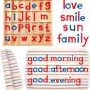 Juexica Montessori Letters Movable Wood Alphabet with Box and Large Mat Small Wooden Alphabet Letters Montessori Trays Preschool Spelling Learning Language Materials Objects, Red, Blue