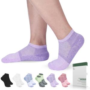 Bulinlulu Diabetic Socks for Women&Men-6 Pairs Bamboo Viscose Non Binding Diabetic Ankle Low Cut Sock Size 6-9 9-11 (Large, Purple/Green/Orange Red/Pale Purple/Black/White)