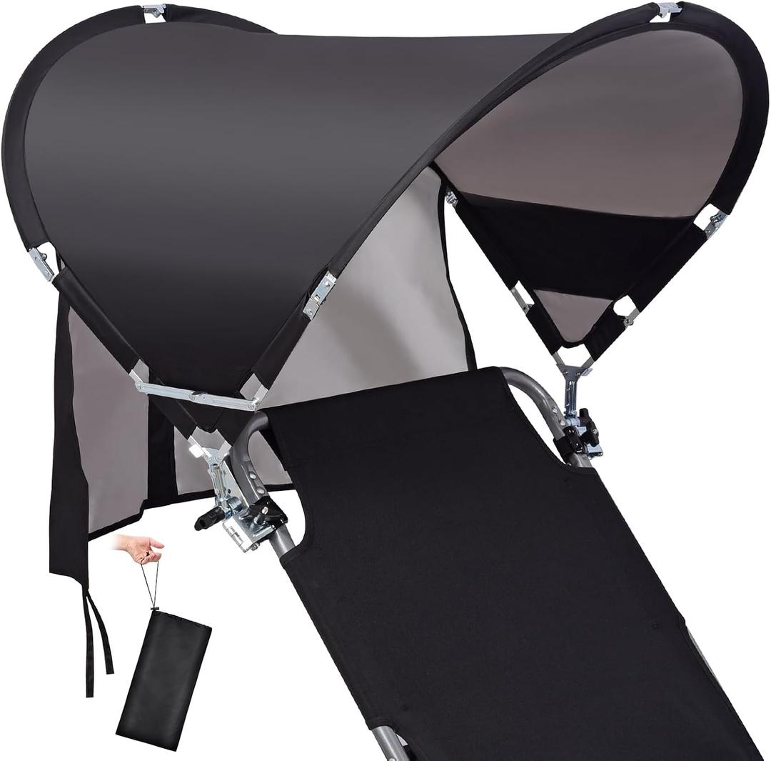 XL Universal Wind-Resistant Chair Umbrella Canopy, Extra Large Foldable UPF 50+ Sun Shade Attachment with Adjustable Clamp, Fits Most Beach, Camping, Lawn, Sports, Zero Gravity Chairs, Wheelchairs