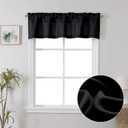 2 x Chyhomenyc Black Short Curtain Valance for Windows, Faux Linen Textured Half Window Curtains, Burlap Solid Topper Small Curtain Valance for Bathroom Laundry Basement, 60Wx18L Inch, 1 Piece
