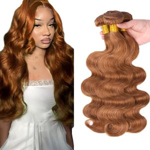 Light Brown Bundles Human Hair 30 Body Wave Bundles 16 18 20 inch Peruvian Grade 8A Virgin Hair 3 Bundle 30 Light Brown Body Wave Bundle 300g