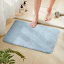 TECHMILLY Super Soft Shaggy Bathroom Rugs, Absorbent Thick Non Slip Microfiber Bath Rugs, Quick Dry Machine Washable Bath Mat for Bathroom Floor, Bathtub and Shower 17"x24" Sky Blue (17'' x 24'', Blizzard Blue)