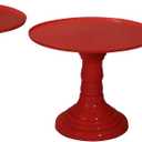 3 Pieces Colorful Plastic Pedestal Cake Stand Set 1x 9in x 7.5in, 1x 11in x 9in, 12.5in x 10in (Red)