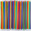 [Individually Wrapped] 100 Pcs Colorful Flexible Plastic Straw,Colorful Disposable Bendy Party Fancy Straws 13 Inch Extra Long Straws Party Decorations