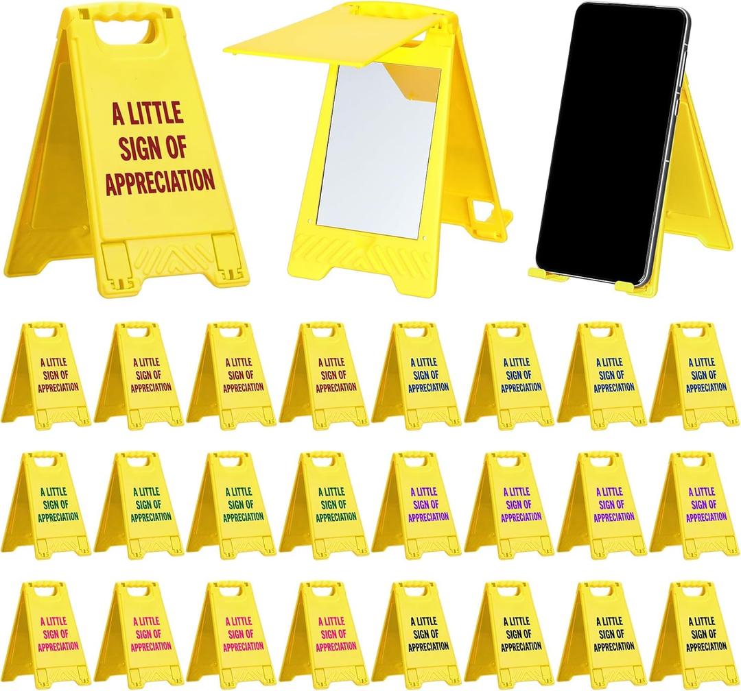 Sosation 24 Pcs Employee Appreciation Gifts Bulk A-shaped Warning Sign-style Phone Stand for Desk Office Worker Thank You Gift for Administrative Assistant Team Coworkers Staff Nurse Teacher Week